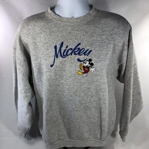 Vintage Mickey Mouse Sweatshirt Size XL Gray Embroidered USA Made Pullover 90s